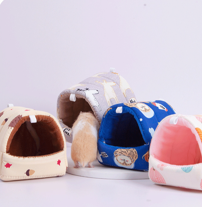 Warm Winter Hamster Nest Cute Cartoon Rabbit Squirrel Mini Cage Guinea Pig Nest Comfortable Small Animal Mice Rat Sleeping Bed