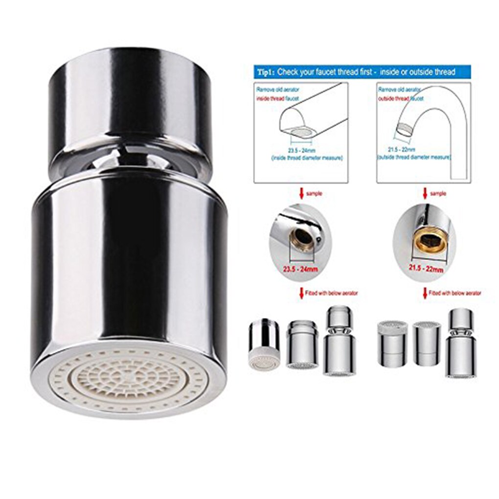 Copper Certified Dual Function 2 Flow Kitchen Sink Aerator 360-Degree Swivel Faucet Sprayer