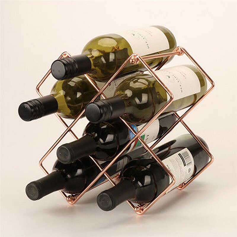 Metal vinreoler bar display rack rødvin opbevaring skab flaske skab stand holdere vinkælder opbevaring tilbehør: Rosa guld 25 x 25 x 18cm