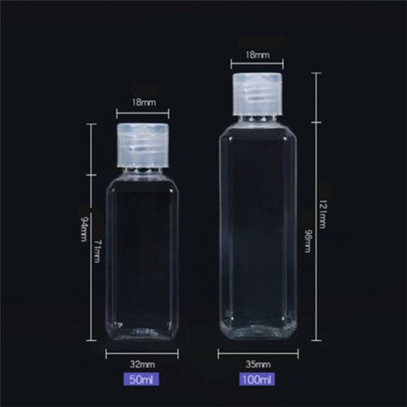 1/5 stk bærbar rejse gennemsigtig flaske 50ml 100 ml plastikflasker til rejseunderflaske shampoo kosmetisk lotionbeholder