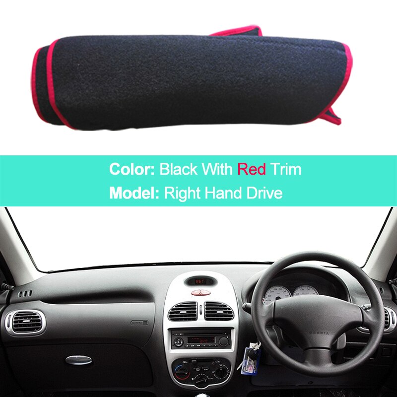 2 Layers Car Dashboard Cover Carpet Cape For Peugeot 206 206+ 206cc 206sw 1998 LHD RHD Rug Shade Pad Dashmat Sun Shade Pad: RHD Red