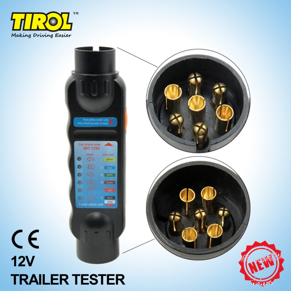 TIROL Zwart 7 Pin Towing Trailer CaravanVehicle Licht Elektra Diagnostic Tester Unit voor Plug & Socket aansluiting 12 V T22773b