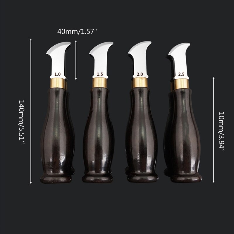 Leather Edge Creaser Leather Shallow Slot Edge Lineer Device with Wood Handle GXMA