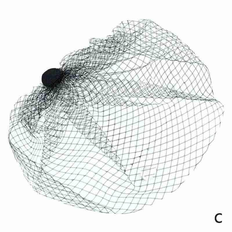 Vintage Simple Bridal Net Birdcage Veils Black Polka Dot Big Mesh Hairpin Brooch Headdress Fascinator Face Veils With Comb: C