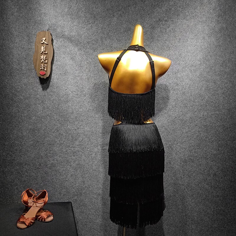 tassel backless latin dance dresses for salsa dress dance clothing tango dress dance wear salsa dance costumes latin dress