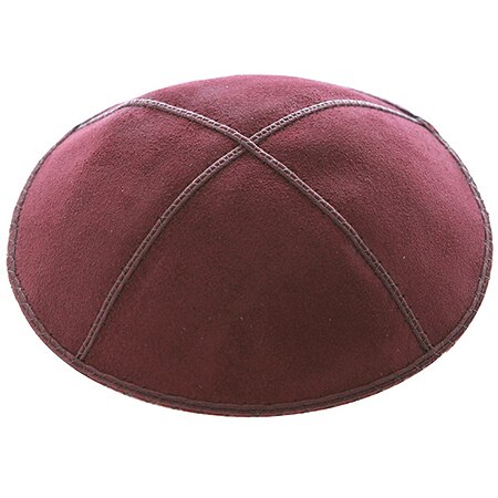 15/16CM SUEDE KIPPAH JEWISH KIPPAH LEATHER YARMULKE KIPPAH: burgandy