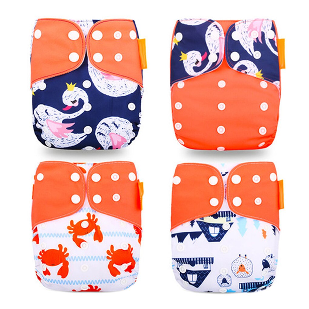 4pcs Baby Reusable Nappies Washable Polyester Cloth Diaper Suitable For Toddler Age 0-3 Years Old