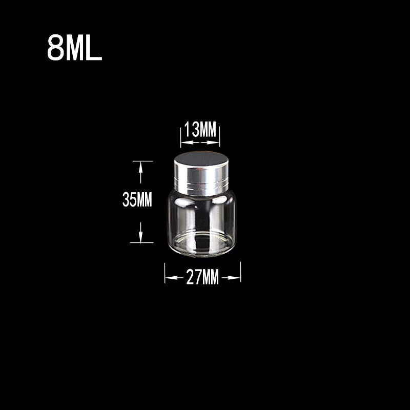 12 stuks 8ml 15ml 20ml 25ml mini glazen flesjes met zilveren draaideksel glazen flessen schroefdoppen glazen potten: 8ml