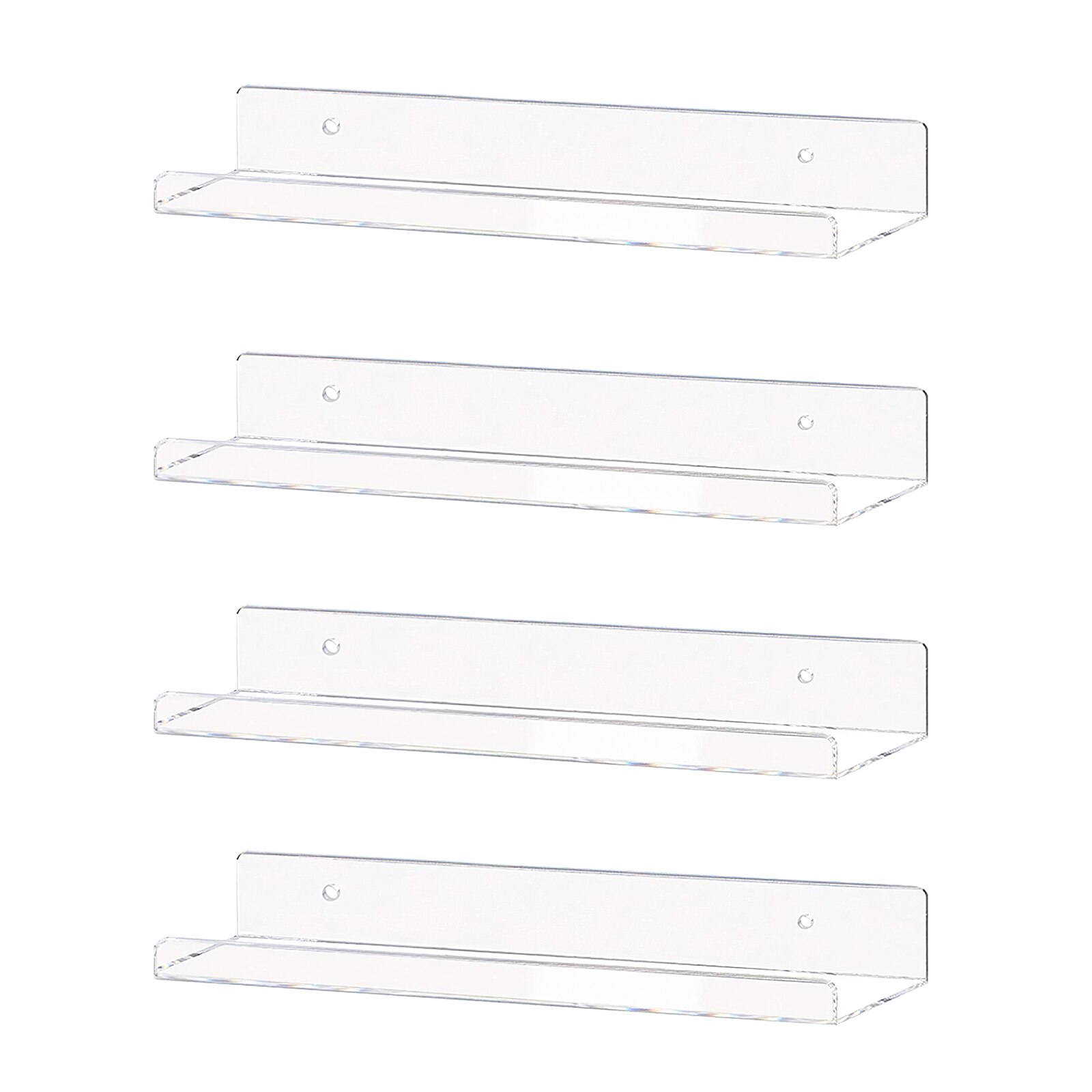 2 Stuks Acryl Muur Planken Transparant Acryl Badkamer Opbergrek Opknoping Planken Muur Gemonteerde Houders Voor Diversen Cosmetica: 4pcs