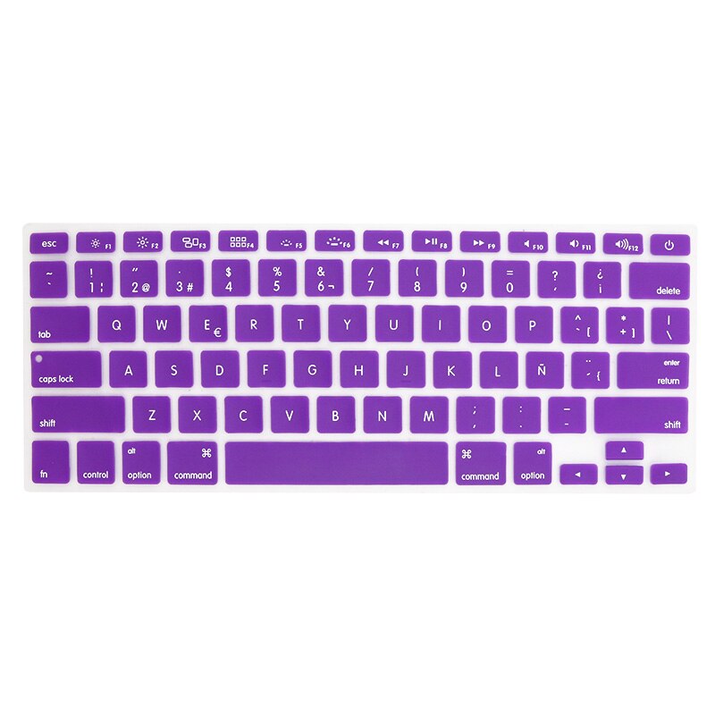 Osłona klawiatury naklejka silikonowa wersja amerykańska język hiszpański list Protector dla Macbook Air 13 Pro 13 15 17 Retina Film: Purple