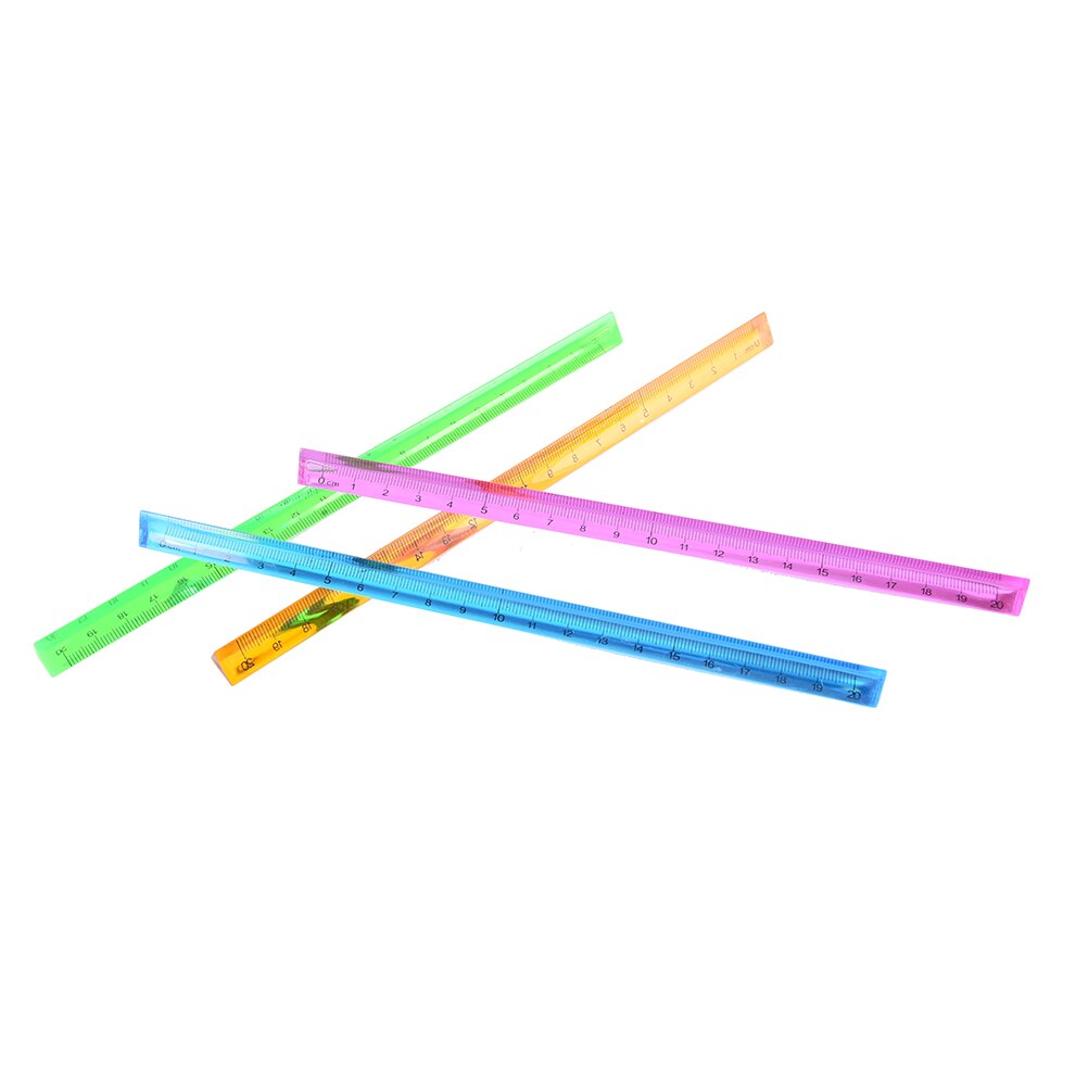1 pcs Colorful Aluminum Triangular Scale Ruler Synthetic Quartz Metal Scale Regua Desenho 20cm