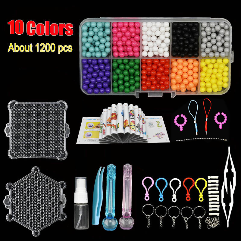 DIY Set Perlen Werkzeug Kreativität Magische Wasser Perlen Stecktafel Kunst und Handwerk für Kinder Mädchen Kinder Spielzeug für Mädchen Perlen Set: green