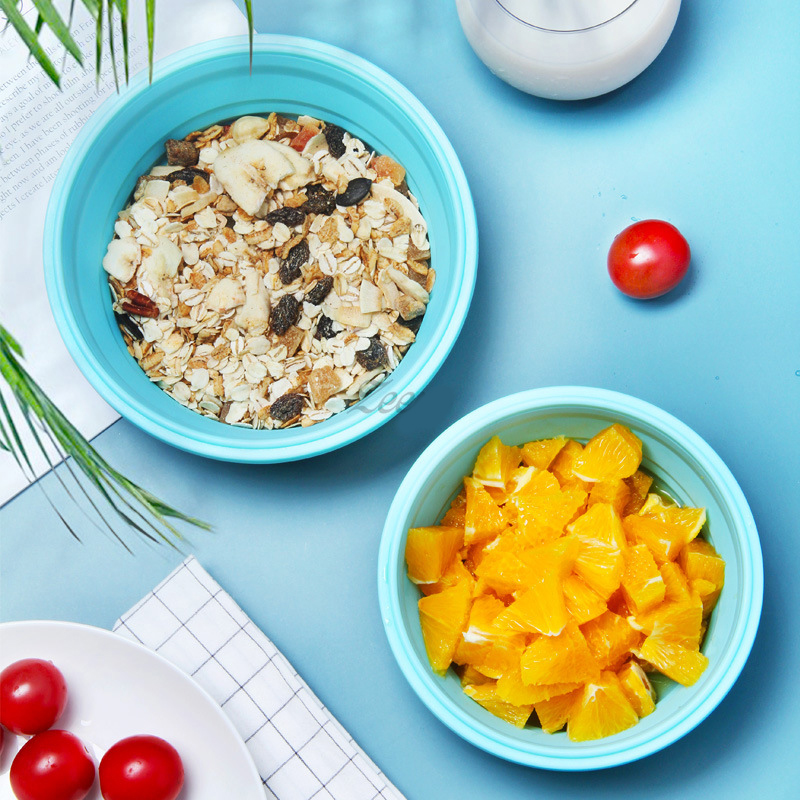 Folding Silicone Lunch Box Food Container Portable Round Microwave Safe Lunch Box Retractable Refrigerator LunchBox FDA R2047