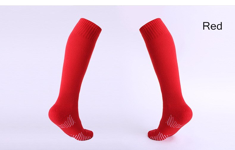 Children Sports Soccer Socks Pure Color Knee-High Boy girls Deodorization Towel football compression Sock for kids