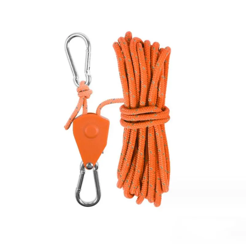 Tendeur de Corde pour Tente de Camping, 5m, Poulie de Fixation, Cintres à Cliquet, Crochet de Corde d'Auvent, Modifications de Corde, Sangles de Serrage: WHITE