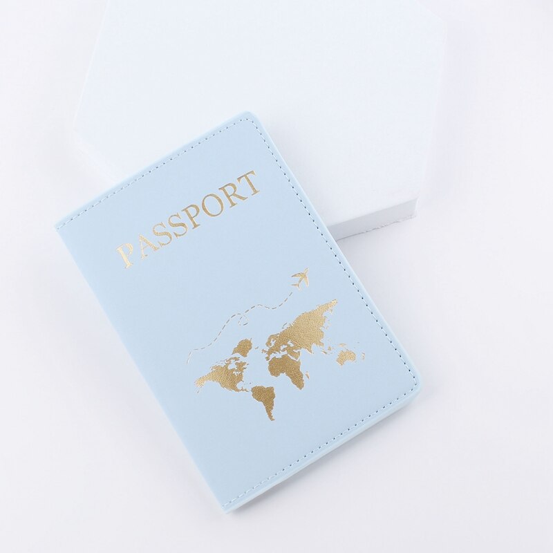 Mode Vrouwen Mannen Paspoort Cover Pu Lederen Travel Id Credit Card Paspoorthouder Packet Portemonnee Portemonnee Tassen Pouch Beschermhoes: light blue