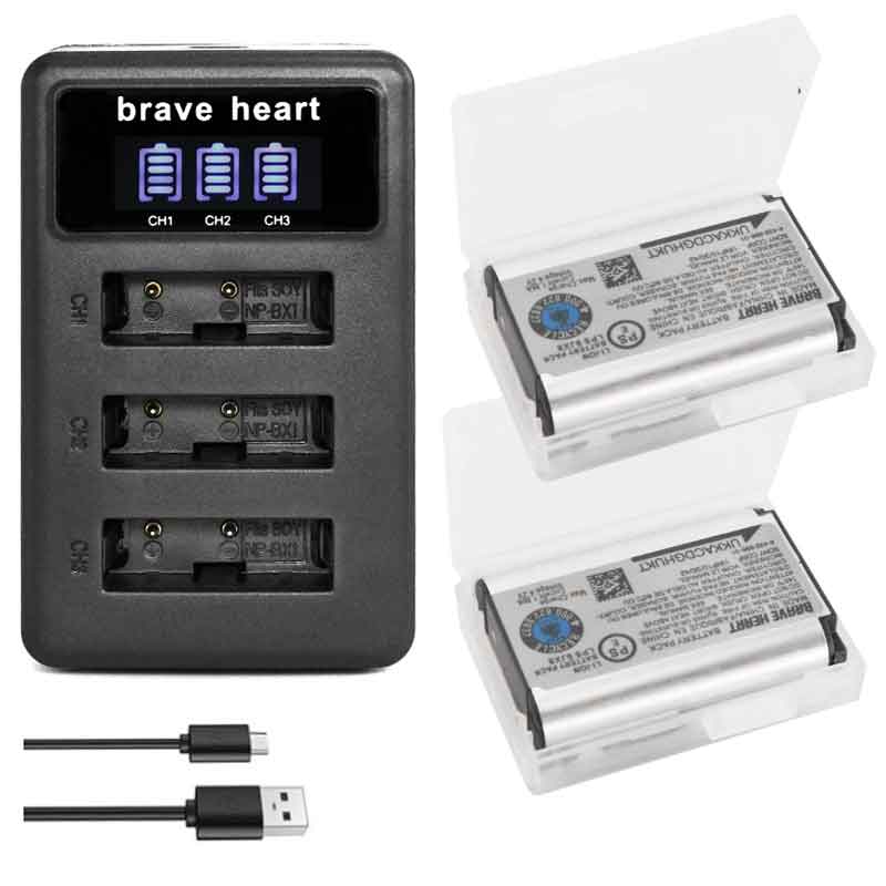 5 stücke NP-BX1 np bx1 Batterie + 3 Schlüssel LCD Ladegerät für Sony DSC-RX100 DSC-WX500 IV HX300 WX300 HDR-wie15 X3000R MV1 wie30V HDR-wie300: Ladegerät und 2Batterie