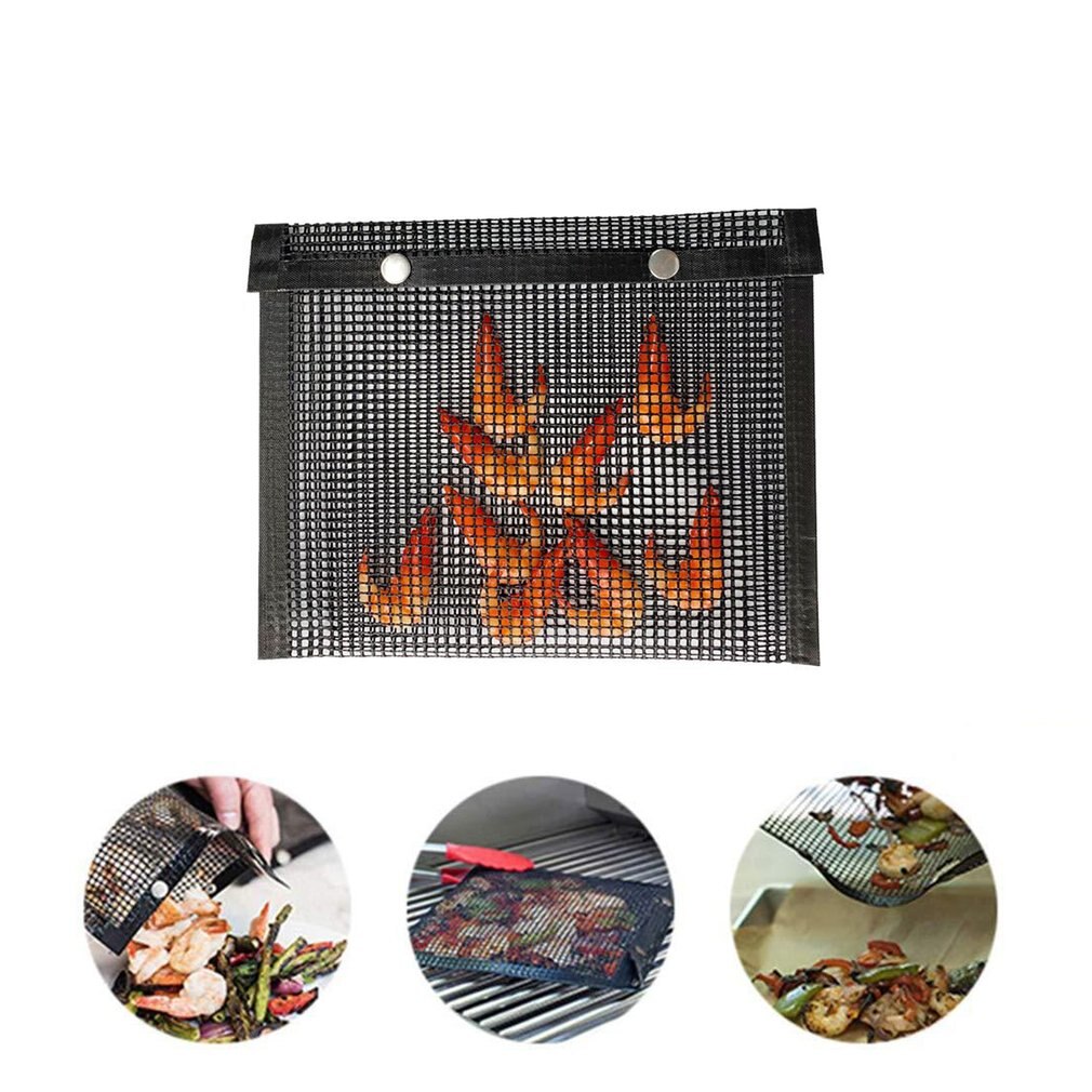 Non-stick Mesh Grillen Tas Hittebestendig Grillen Tas Milieuvriendelijke Huis Outdoor: Geel