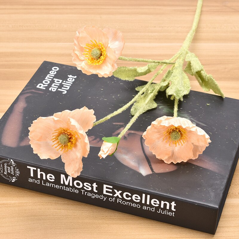 60cm Spring Poppy Artificial Flowers DIY Wedding Christmas Party Home Decoration Silk Flower Wall Materials: 06
