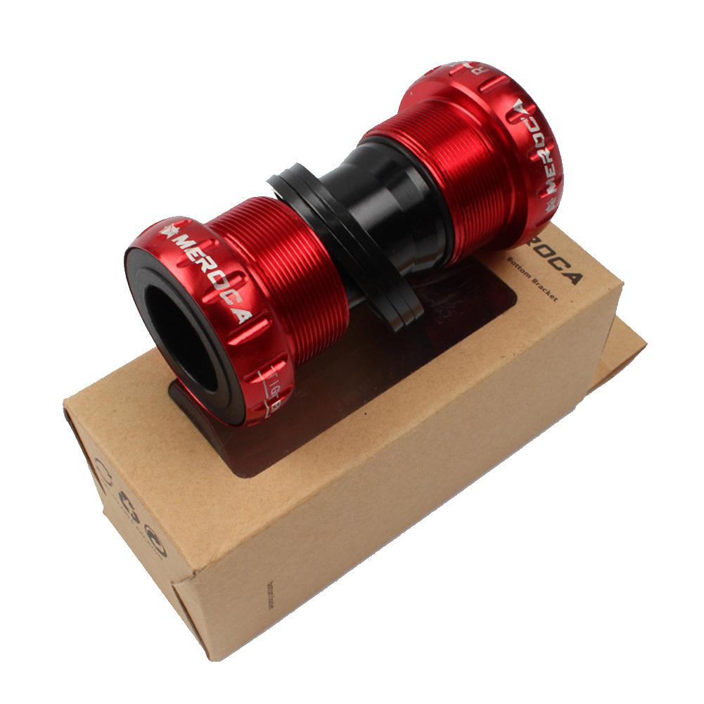 Mountain Bike Colorful Bottom Bracket Axle Integrated Hollow BB Bicycle Threaded Screw-in Center Axle Bicycle Parts: red