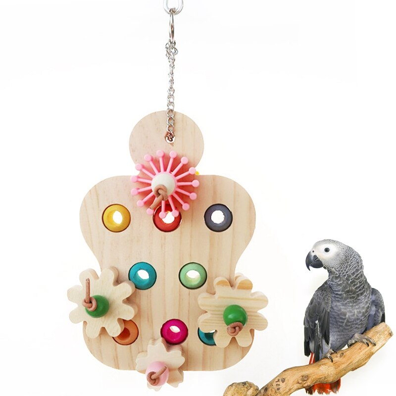 Educational Large Parrot Toys Parrot Interactive Toys Colorful Wooden Parrot Chewing Toy Parrot Training Products Bird Supplies