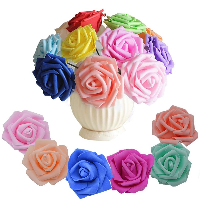 20 stk/parti 6cm blomsterhoved kunstige blomster bryllup dekorationer pe skum roser gør-det-selv blomster scrapbog krans krans boligindretning