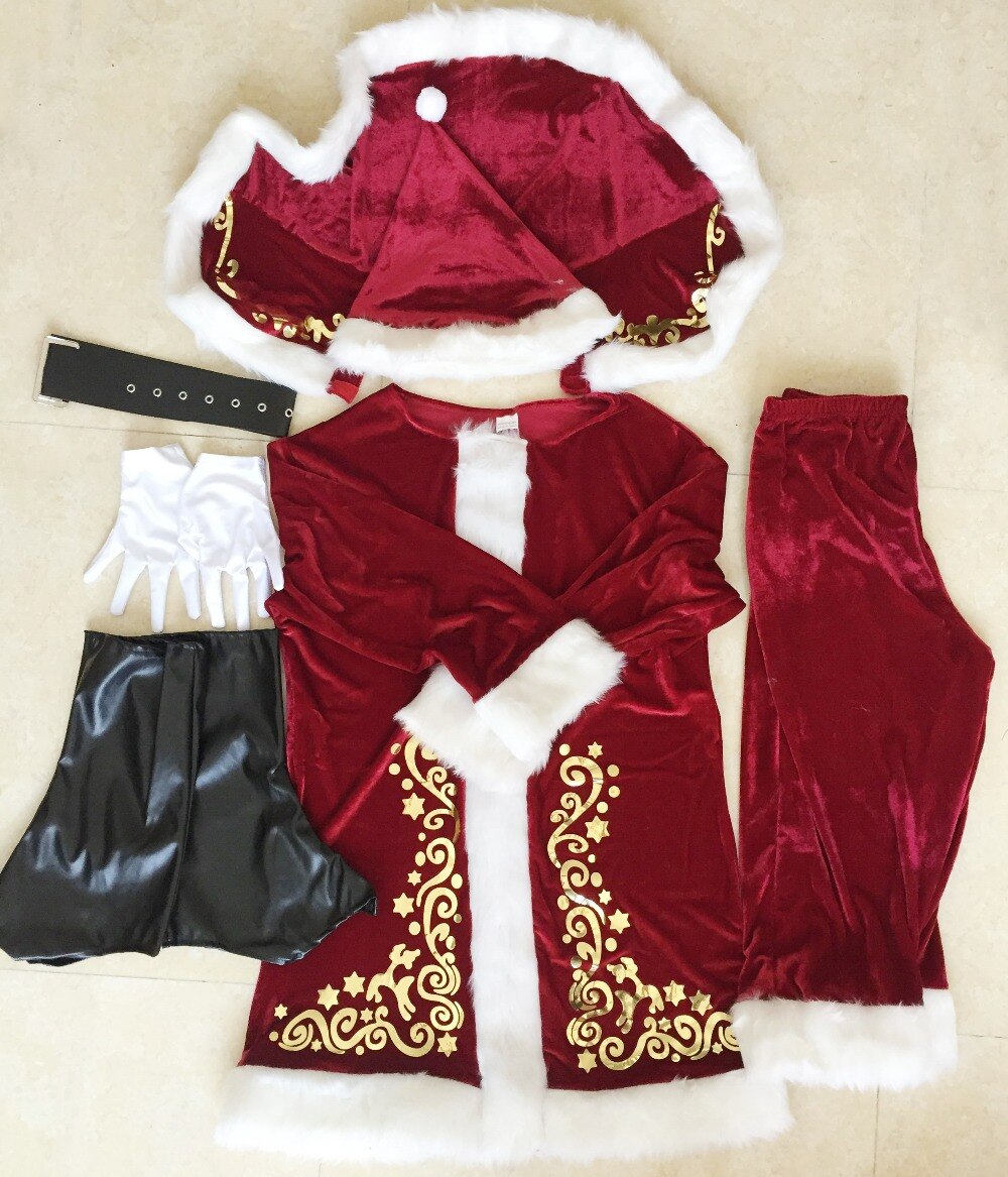 Costume de noël de luxe rouge pour adultes, tenue amusante pour fête de noël, M-XXXL