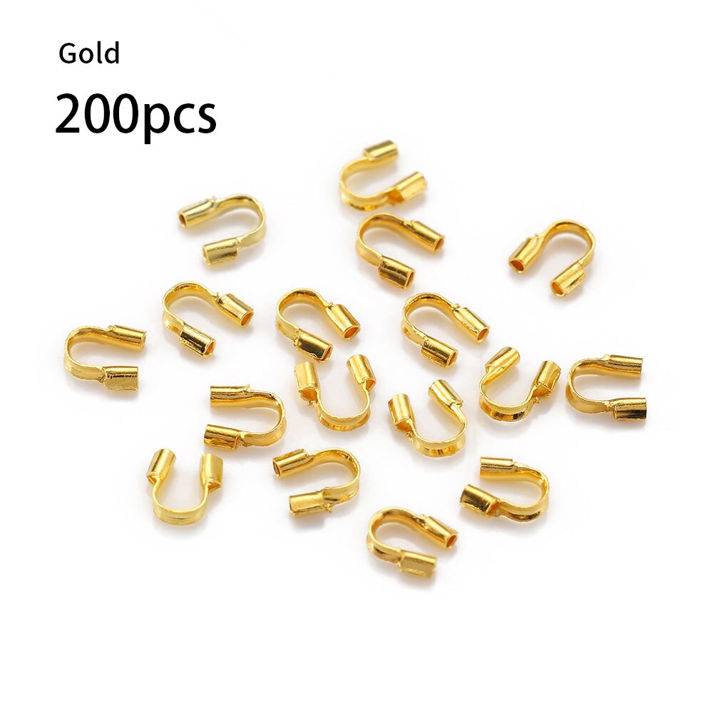 200Pcs/lot Stainless Steel Copper Wire Guard Protectors Loops U Shape Connectors for Jewelry Making DIY Accessories Supplies: Gold color