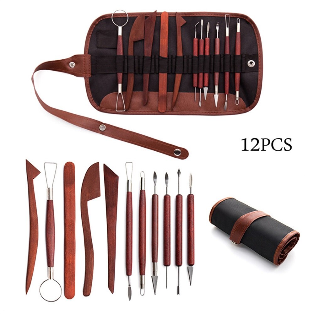 D&amp;D Pottery Clay Sculpting Tools Pottery Carving Tool Kit with Carrying Case Bag for Beginners Professionals Pottery Modeling: 12pcs set
