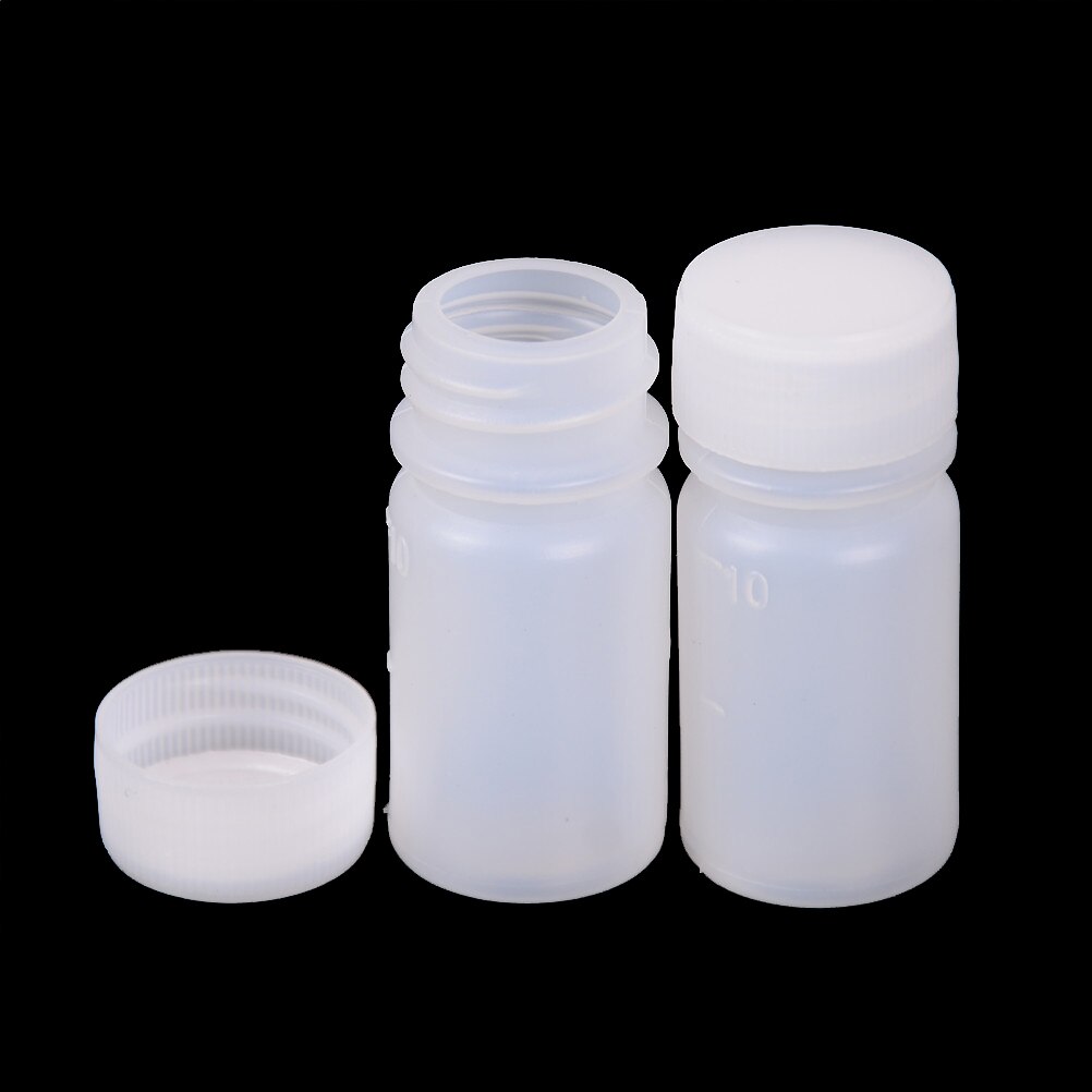 10pcs 10ml Sample Bottle White PP Plastic Cylindrical Chemical