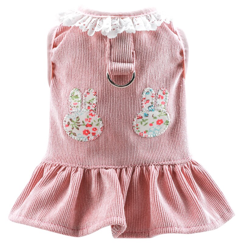 Petcircle roupas para cães bonito coelho cinta no peito vestido para pequeno cão filhote de cachorro pet cat todas as estações traje para animais de estimação roupas camisa pijamas: Rosa / XS