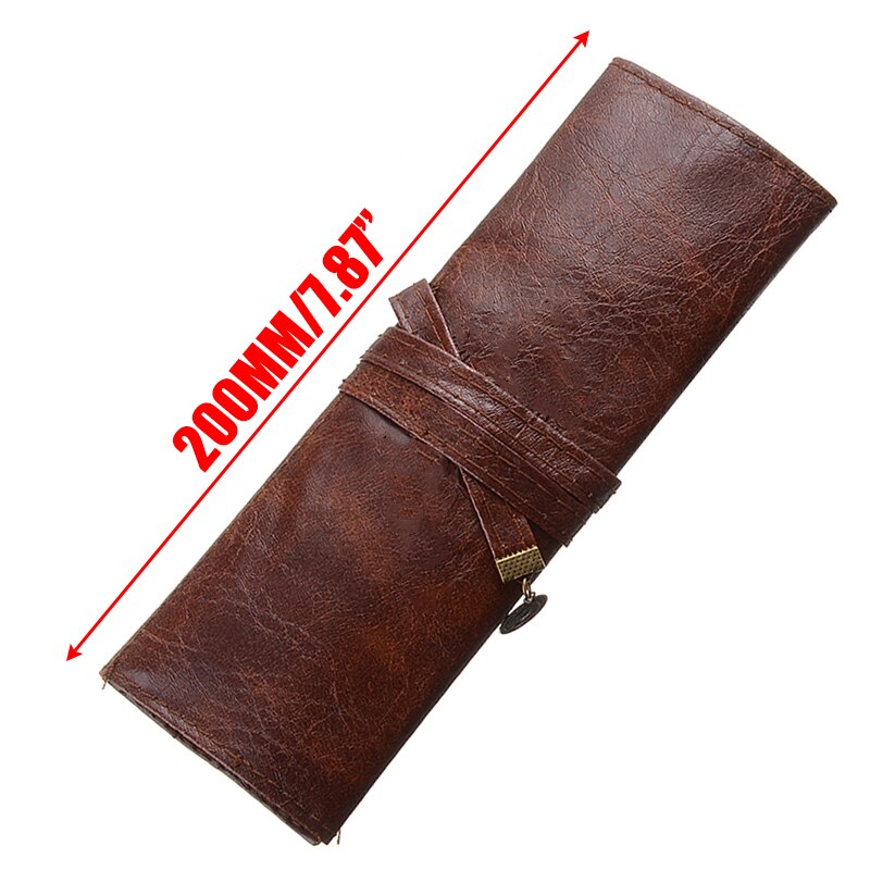 1pc vintage stijl etui's leren etui pu leren oprolbare etui etui etui pennenzak houder