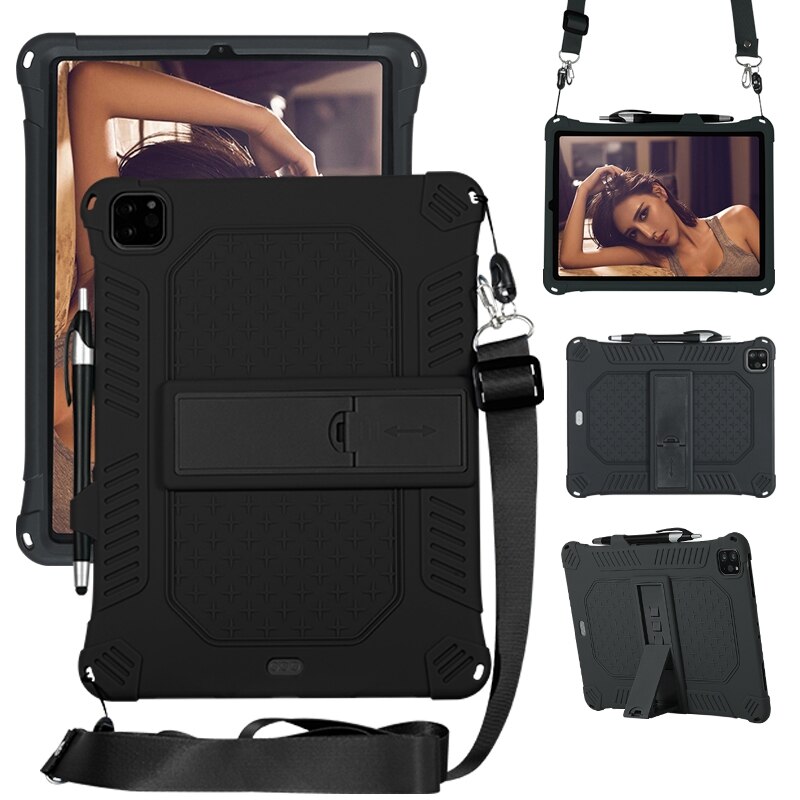 for iPad 11 PRO Tablet Case Upgraded Silicone Case Protective Case Anti-Fall with Tablet Stand and Capacitor Pen