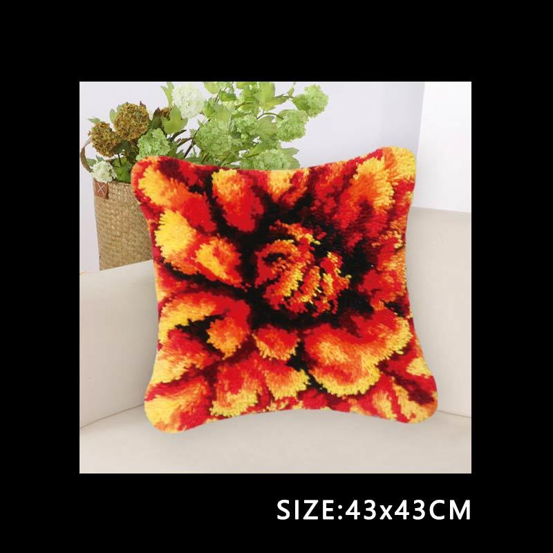 Latch Hook Flower Kits Do It Yourself Embroidery Knooppakket Latch Hook Pillow Borduurpakket Kussen Embroidery Package Pillow: ABZ137