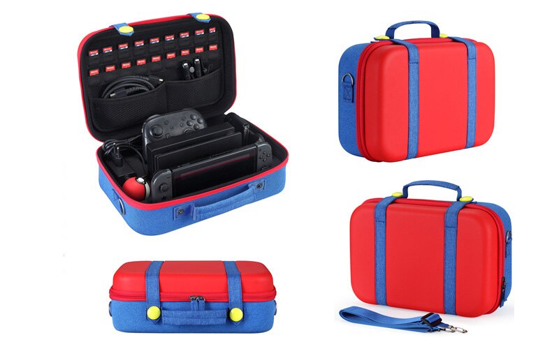 Travel Carrying Case for Nintendo Switch Protective Hard Shell Carry Bag Portable Storage for Mario Fans Console & Accessories