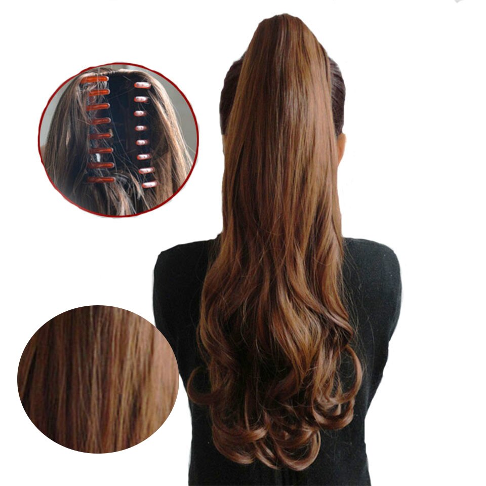XUANGUANG Curly Hair Ponytail Hair Extension Brown Blonde Heat Resistant Artificial Ponytail