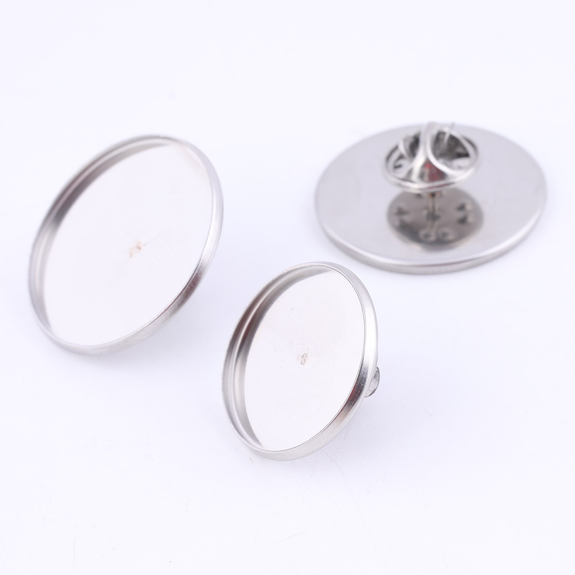10pcs spille in acciaio inossidabile spille posteriori misura 20mm 25mm Cabochon Base impostazione spazi vuoti spille fai da te fare accessori