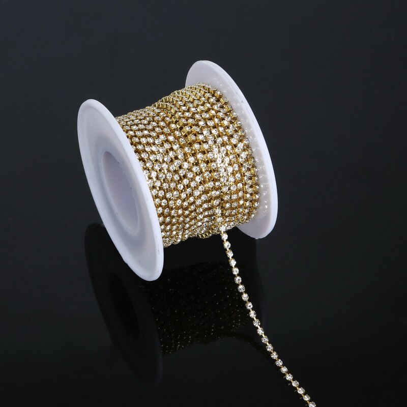 10 yard Transparent Rhinestone For Cloth Applique Chain Bridal Wedding Dress Costume Trim DIY Sewing Accessories Clothes
