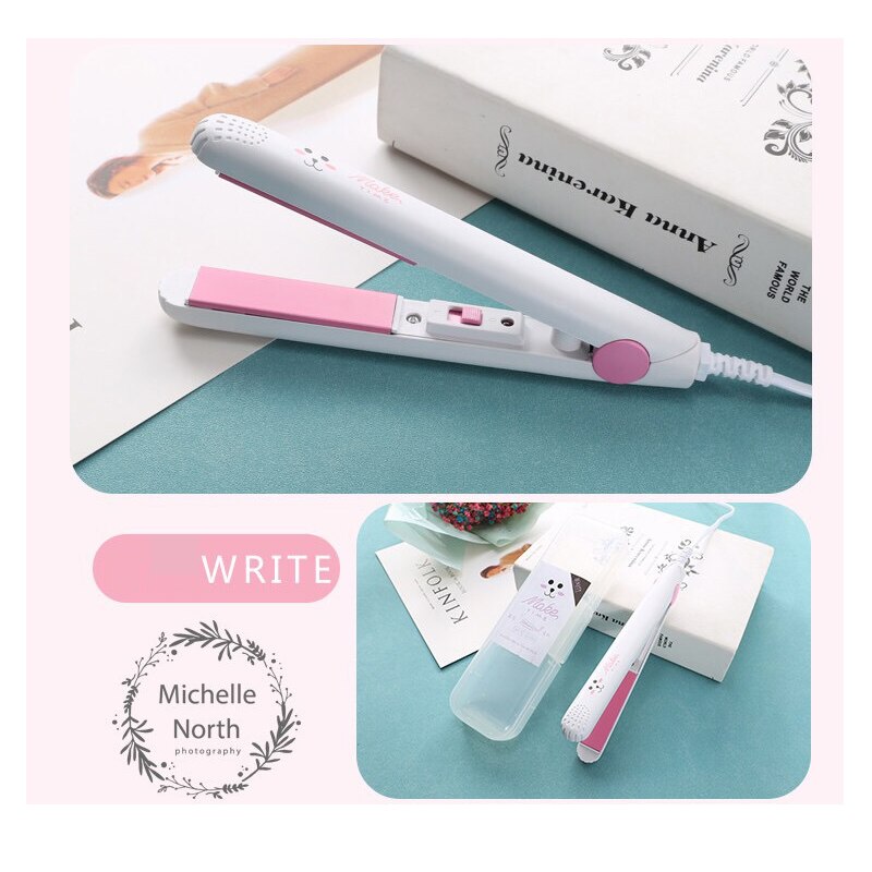 Mini Hair Curler 2 in 1 Hair Straightener Ceramic Electronic Fast Heating Straightening Iron&Curling Iron Styling Tool Dry & Wet: White / CN