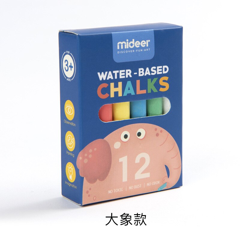 MiDeer Mi Deer Dust-free Chalk Children Color Durable Water-Soluble 12 Only 5-Color Blackboard Graffiti: Elephant