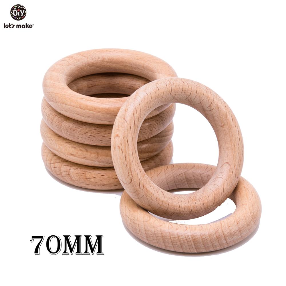 Let'S Maken Beuken Houten Bijtring Ring 50Pc 70Mm Baby Tandjes Houten Ambachten Speelgoed Voor Baby Rammelaars Hout Ring baby Bijtring Kinderwagen: 70mm