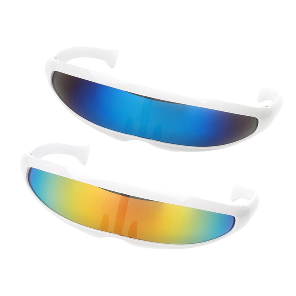 2 stücke Futuristischen Gespiegelt Objektiv Schmale Zyklop Sonnenbrille Brillen Gläser Kostüm Requisiten