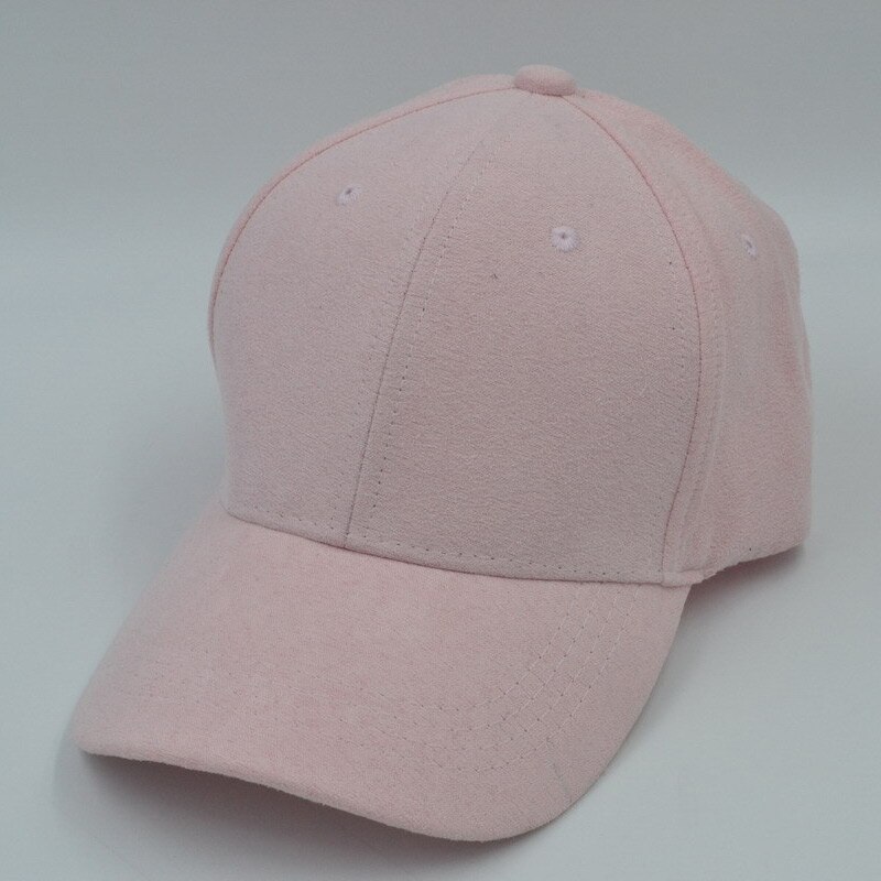 Efterår faux ruskind buet rand baseball cap almindelig snapback far hat mænd kvinder, grå blå beige pink: Det er lyserødt