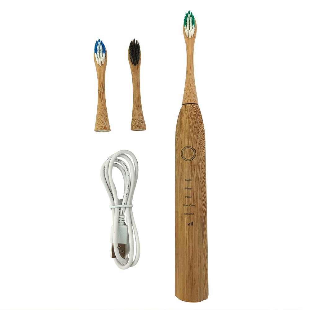 Cepillos de dientes eléctricos de bambú cerdas de Nylon-Biodegradable Natural ecológico Compostable reutilizable vegano