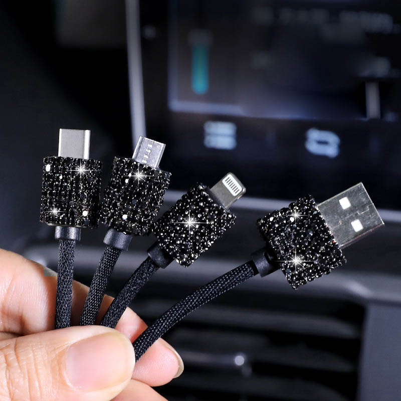 Diamond crystal 3 in 1 usb-kabel for iphone ladelader datakabel type c type-c mikro usb-kabel for samsung xiaomi wire