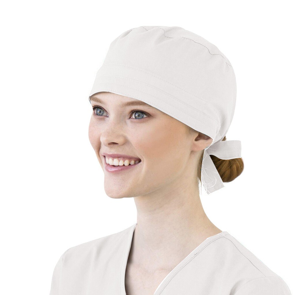Women Cotton Bandage Adjustable Cap Sweatband Bouffant Hat Men gorros quirofano mujer nurse uniform Accessories: White