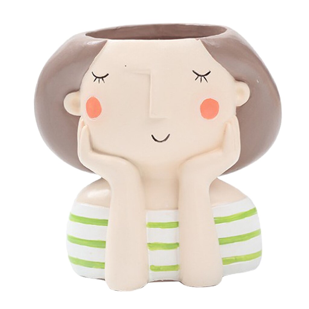 Hars Leuke Meisje & Jongen Mini Bloempotten Cactussen Succulent Plant Container Bloempot Tuin Planter Venster Doos Thuis Diy decor: C