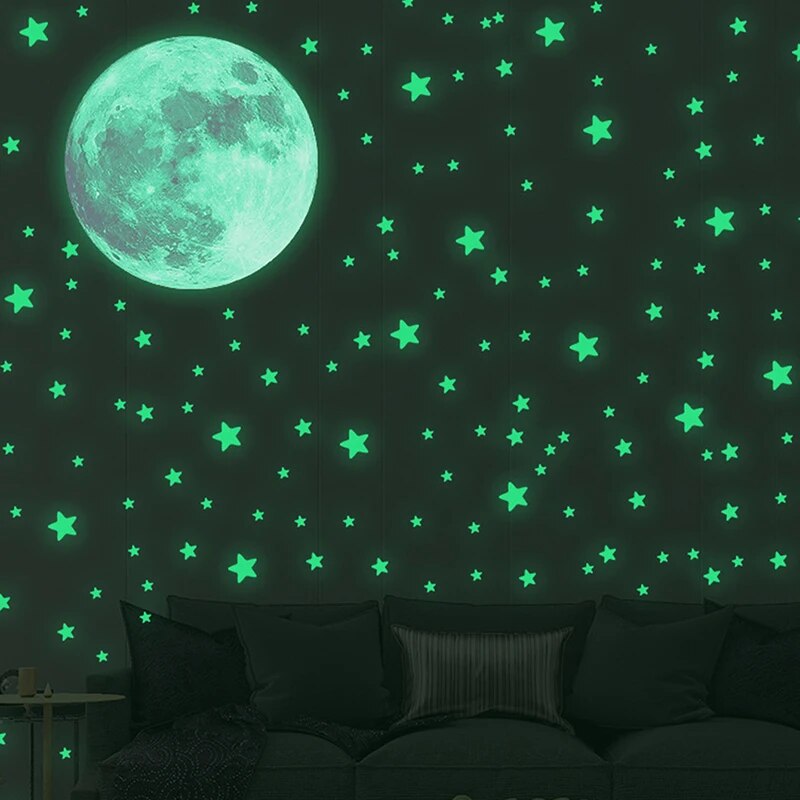 Lichtgevende Maan Sterren Astronaut Plafond Muurstickers Slaapkamer Woonkamer Glow Decals Noctilucent Stickers Home DIY Decoratie