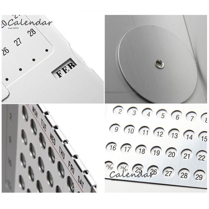 Perpetual Unique 100 Years Calendar Aluminum Alloy Metal Table English Calendars Office Desk Decor