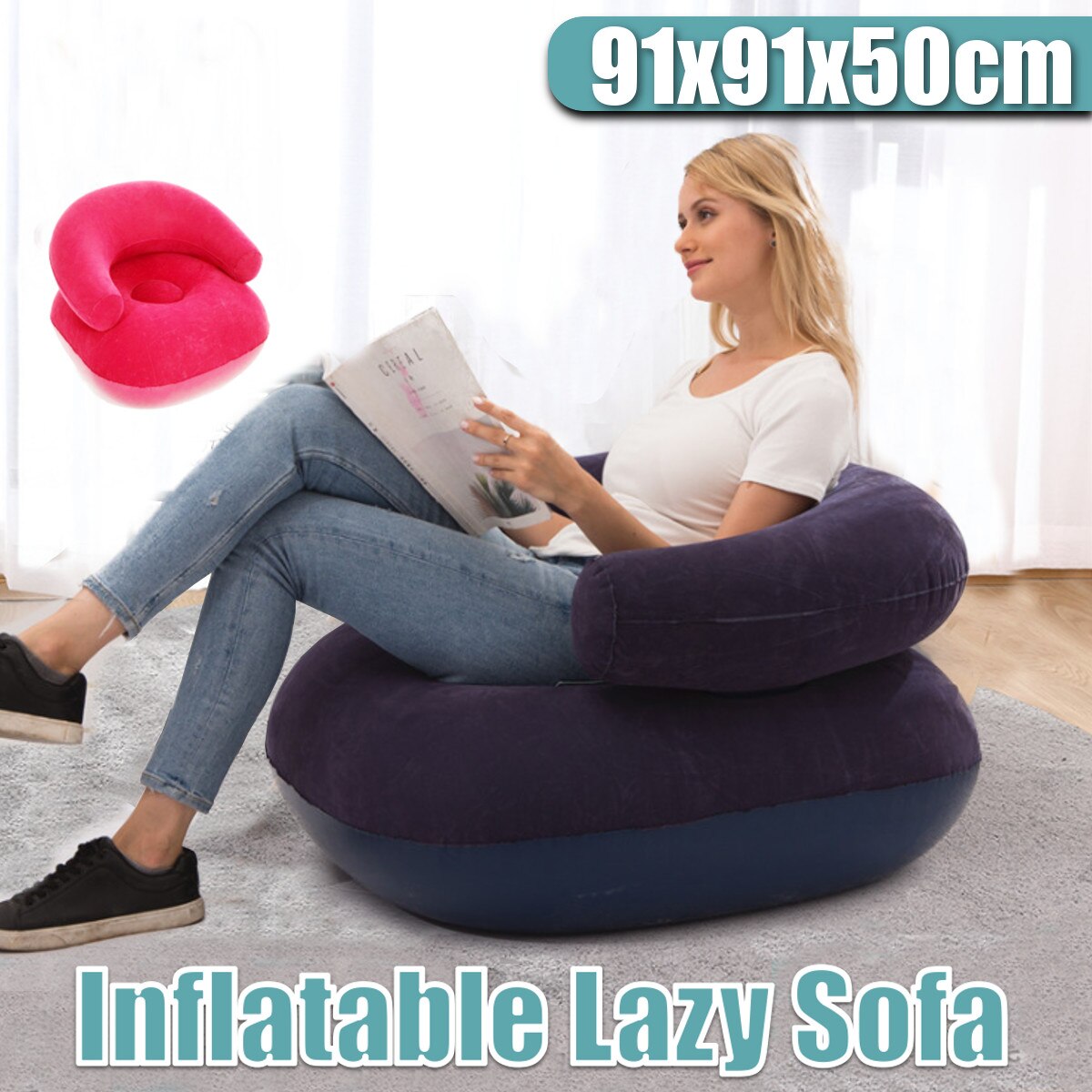 Pvc bärbar lazy uppblåsbar soffa utomhus strand luft bäddsoffa uppblåsbar säng utomhus kontor lunchrast typ u soffor